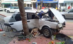 Manisa'da Yoldan çıkan otomobilin ağaca çarptığı kazada 2 kişi yaralandı