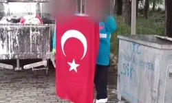 Aydın'da Türk bayrağını çöpe atıp kendileri bulmuş gibi yaptı