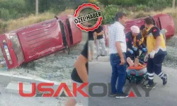 Uşak’ta Çevre Yolunda Takla Atan Araçta 2 Kişi Yaralandı