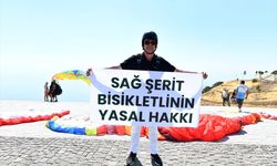 Belediye Başkanı Karaca, bisiklet farkındalığı için yamaç paraşütü yaptı