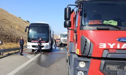Köşke'te yolcu otobüsünde yangın söndürüldü