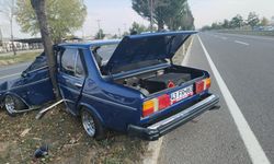 Kütahya'da ağaca çarpan otomobilin sürücüsü yaralandı