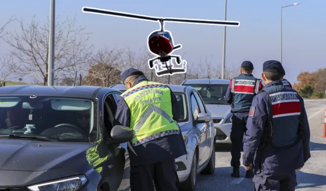 Uşak'ta Jandarmadan Cayrokopter İle Trafik Denetimi