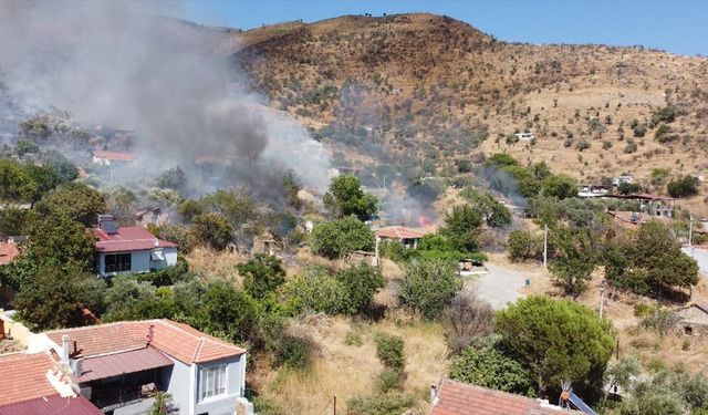 İzmir'de otluk alanda çıkan yangın mahalleye sıçradı