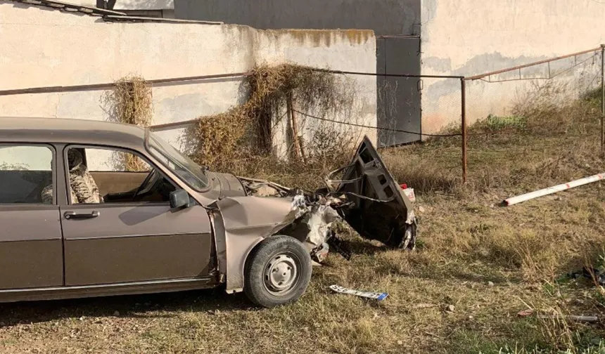 Trenin Çarptığı Otomobil Yol Kenara Savruldu; 1 Yaralı