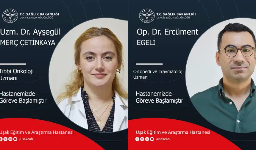 Dr. Ayşegül Merç Çetinkaya ve Dr. Ercüment Egeli Uşak EAH’ta Göreve Başladı