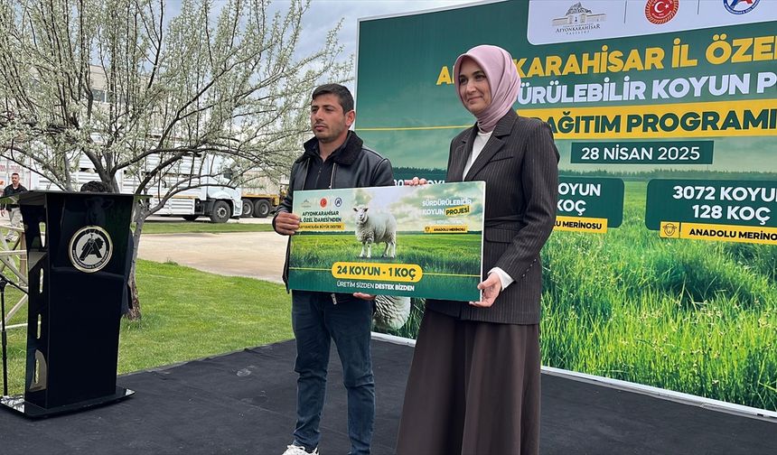Afyonkarahisar'da 127 üreticiye 24'er koyun, birer koç dağıtıldı
