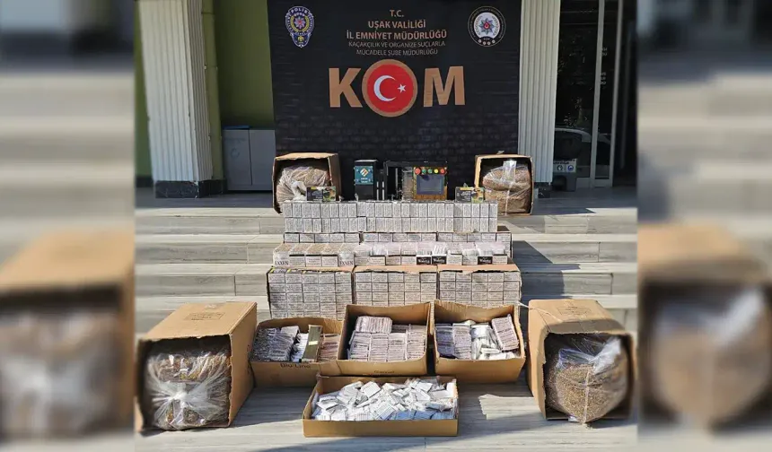 Uşak'ta 48 Kilo Tütün ve 100 Bin Makaron Yakalandı