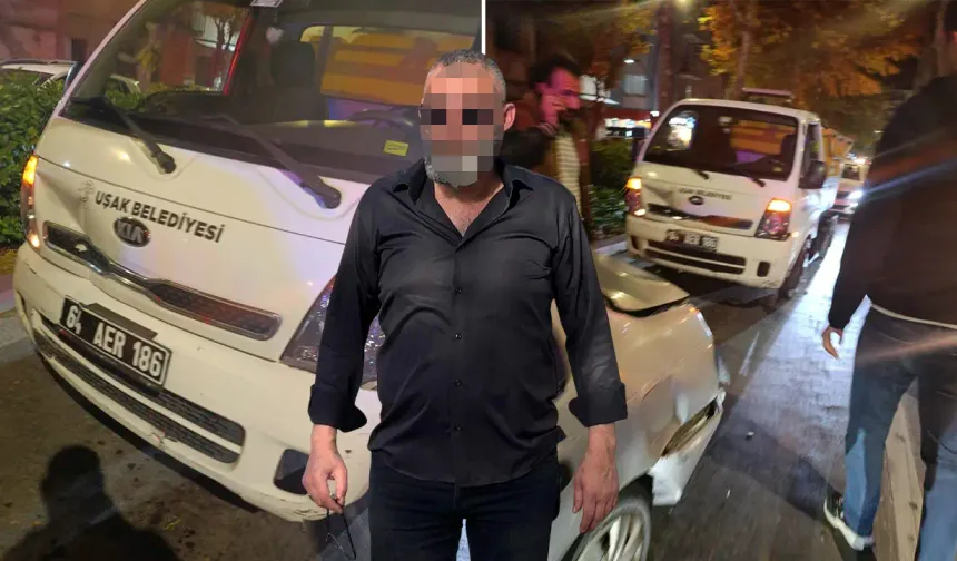 Uşak Belediye aracı kaza yaptı: sürücü 1.83 promil alkollü çıktı