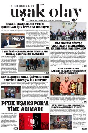 Uşak Olay Gazetesi 27 Mart 2024 Çarşamba