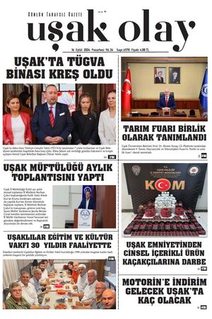 Uşak Olay Gazetesi 16 Eylül 2024 Pazartesi