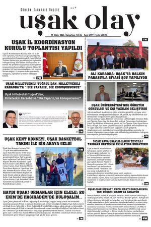 Uşak Olay Gazetesi 19 Ekim 2024 Cumartesi