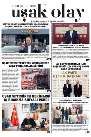 Uşak Olay Gazetesi 21 Ekim 2024 Pazartesi