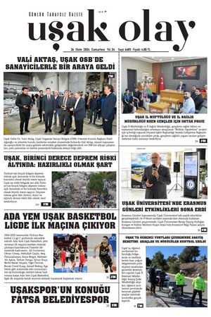 Uşak Olay Gazetesi 26 Ekim 2024 Cumartesi