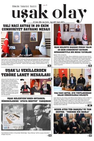 Uşak Olay Gazetesi 29 Ekim 2024 Salı