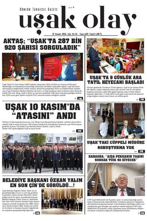 Uşak Olay Gazetesi 12 Kasım 2024 Salı