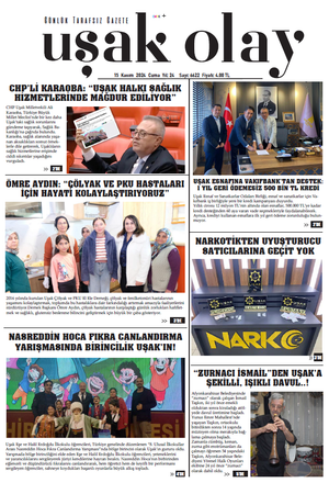 Uşak Olay Gazetesi 15 Kasım 2024 Cuma