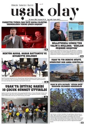 Uşak Olay Gazetesi 18 Kasım 2024 Pazartesi