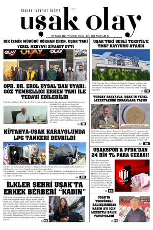 Uşak Olay Gazetesi 07 Kasım 2024 Perşembe