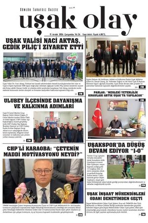 Uşak Olay Gazetesi 11 Aralık 2024 Çarşamba