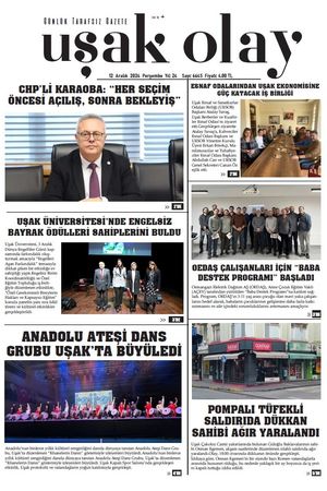 Uşak Olay Gazetesi 12 Aralık 2024 Perşembe