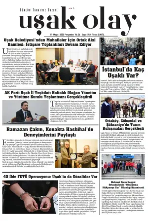 Uşak Olay Gazetesi 01 Mayıs 2025 Perşembe