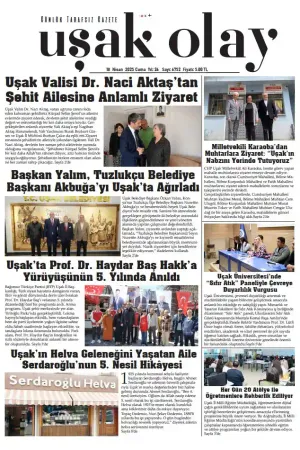 Uşak Olay Gazetesi 18 Nisan 2025 Cuma