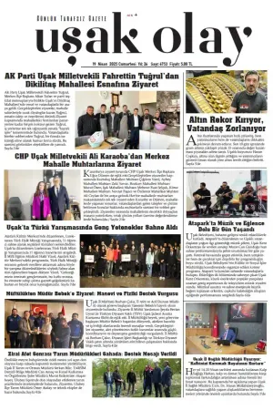 Uşak Olay Gazetesi 19 Nisan 2025 Cumartesi