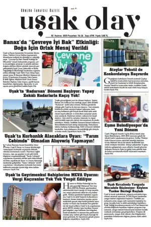 Uşak Olay Gazetesi 02 Haziran 2025 Pazartesi