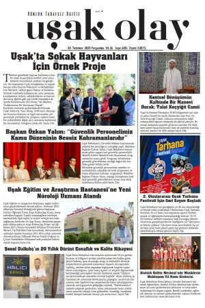 Uşak Olay Gazetesi 03 Temmuz 2025 Perşembe
