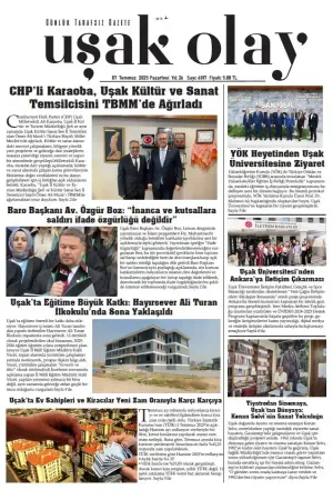 Uşak Olay Gazetesi 07 Temmuz 2025 Pazartesi