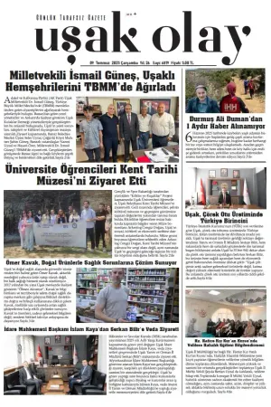 Uşak Olay Gazetesi 09 Temmuz 2025 Çarşamba