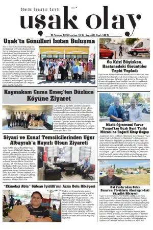 Uşak Olay Gazetesi 28 Temmuz 2025 Pazartesi