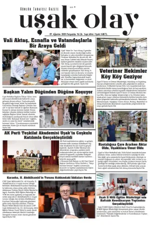 Uşak Olay Gazetesi 07 Ağustos 2025 Perşembe