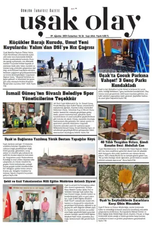 Uşak Olay Gazetesi 09 Ağustos 2025 Cumartesi