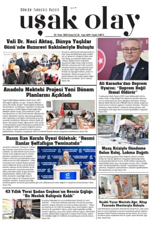 Uşak Olay Gazetesi 03 Ekim 2025 Cuma