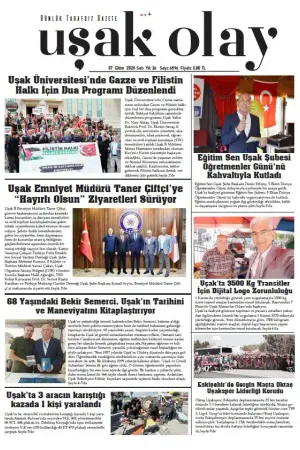 Uşak Olay Gazetesi 07 Ekim 2025 Salı