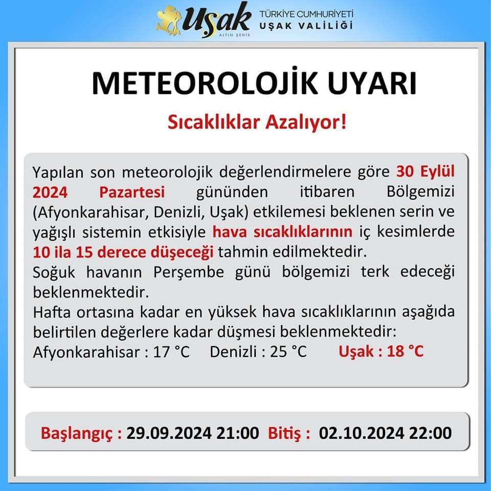 Meteorolojik Uyarı Usak