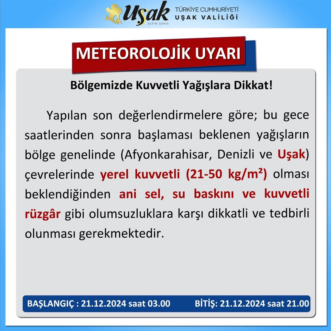 Valilik Yağış Uyarı-1