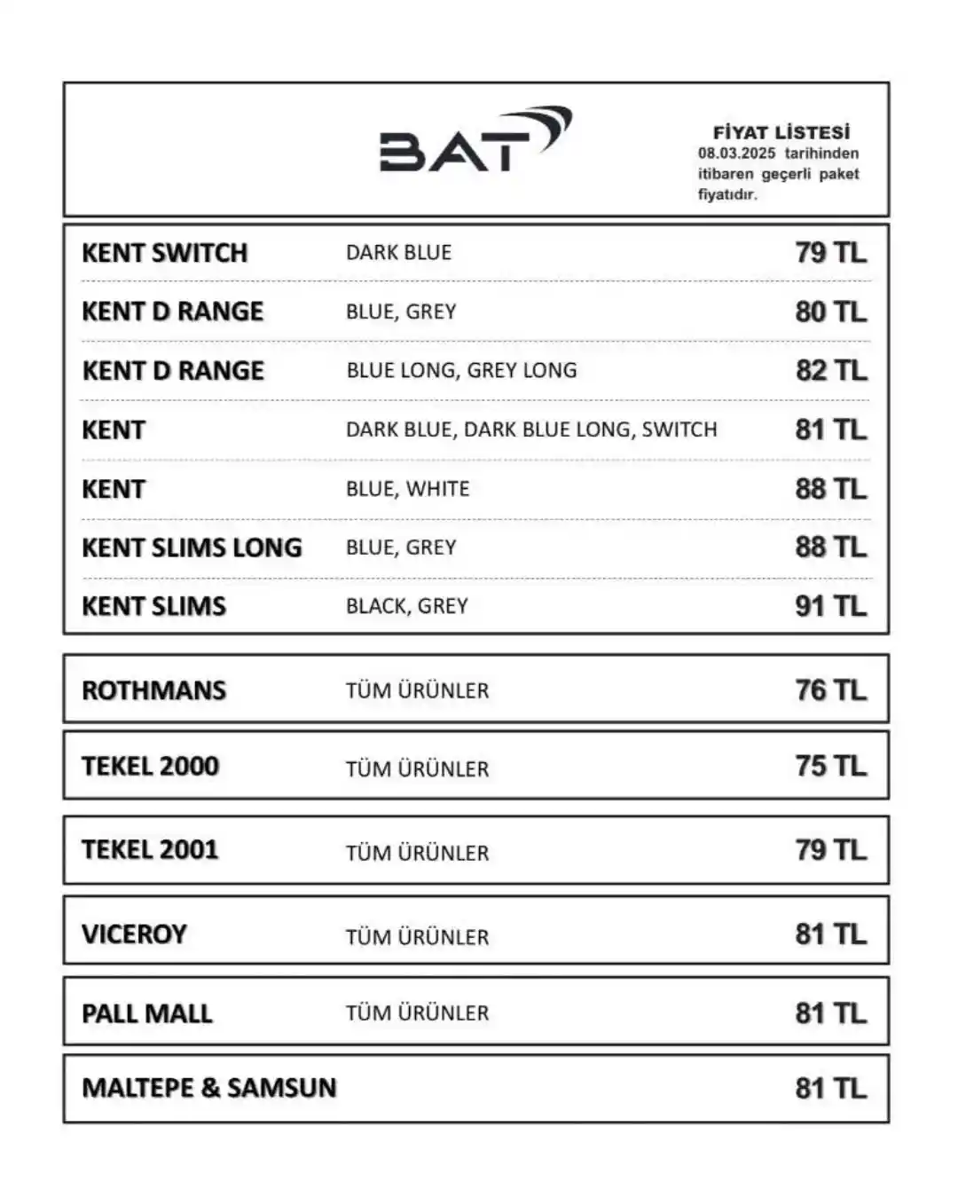 Bat Grubu Sigara Zam