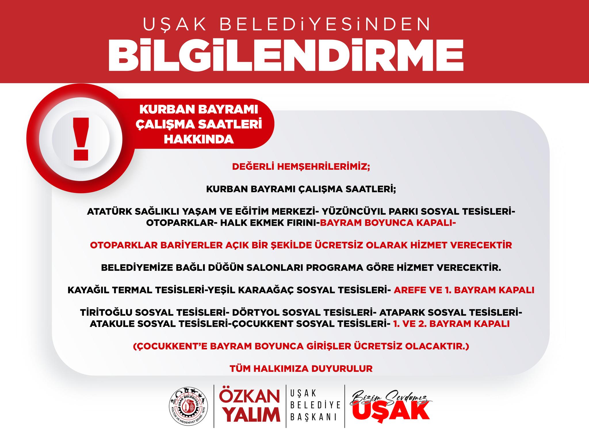 Belediye Kurban Bayramı Bilgilendirme