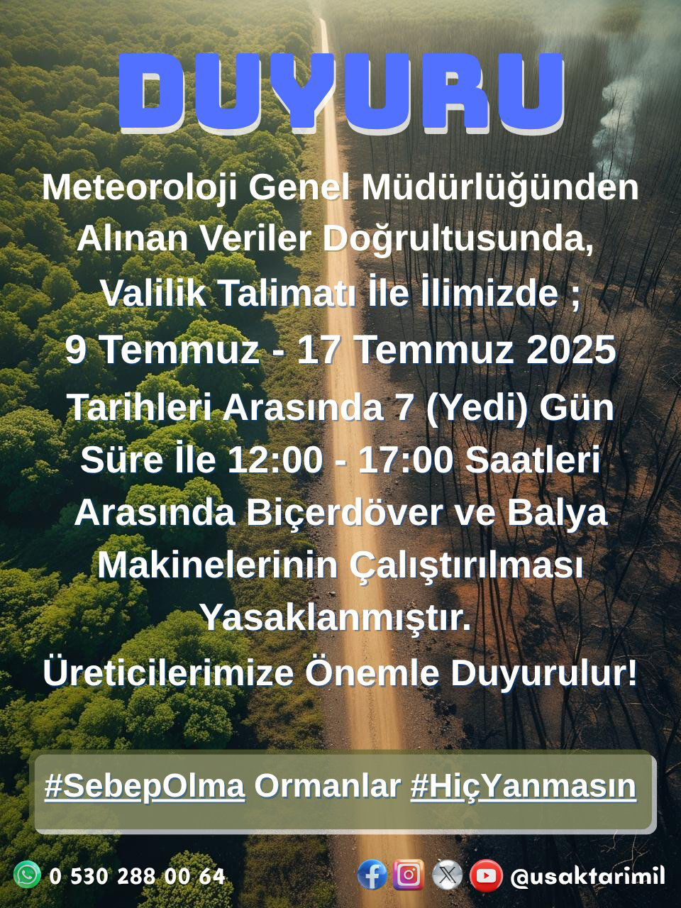 Tarım Uşak Biçerdöver Duyuru