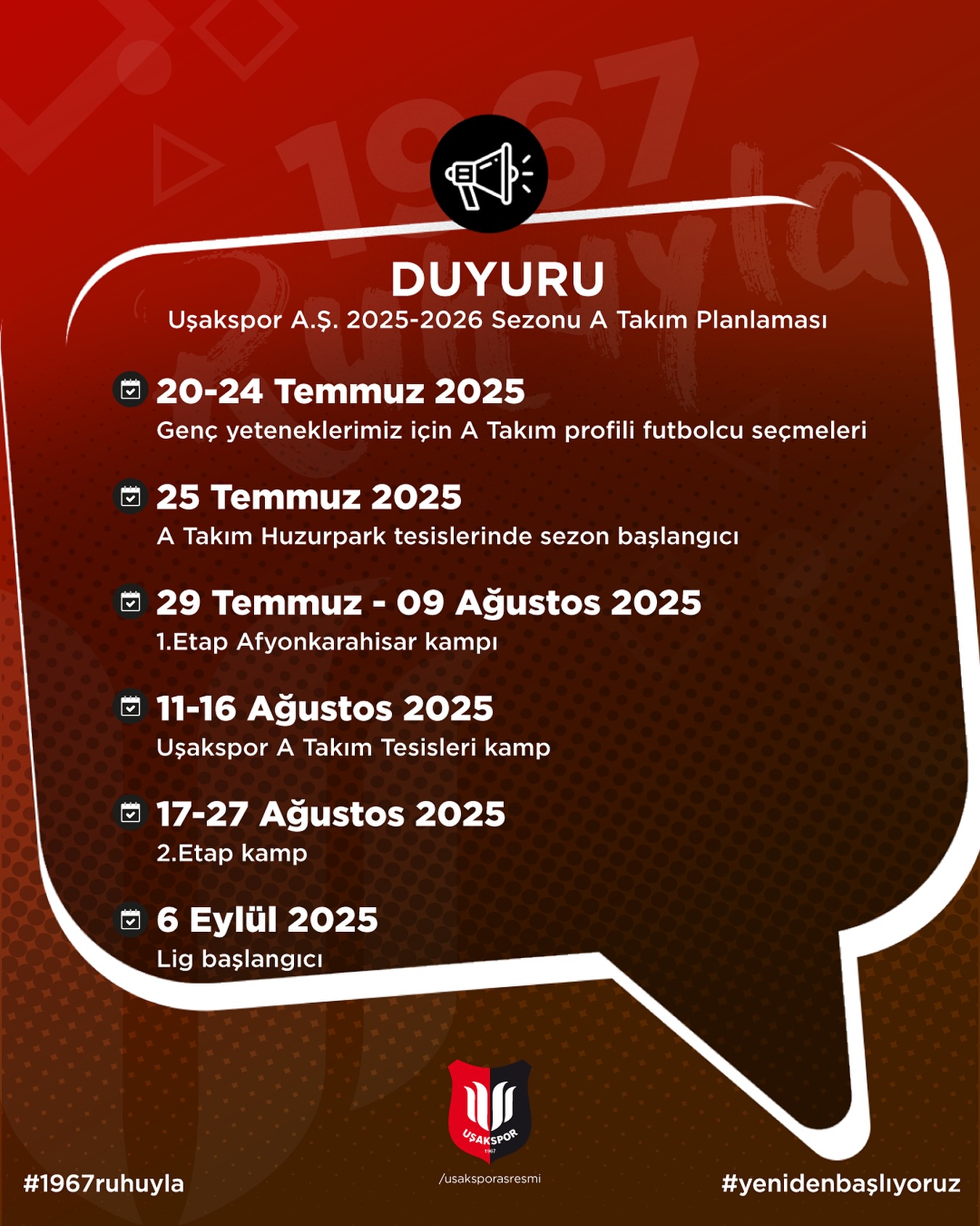 Uşakspor Kamp Programı