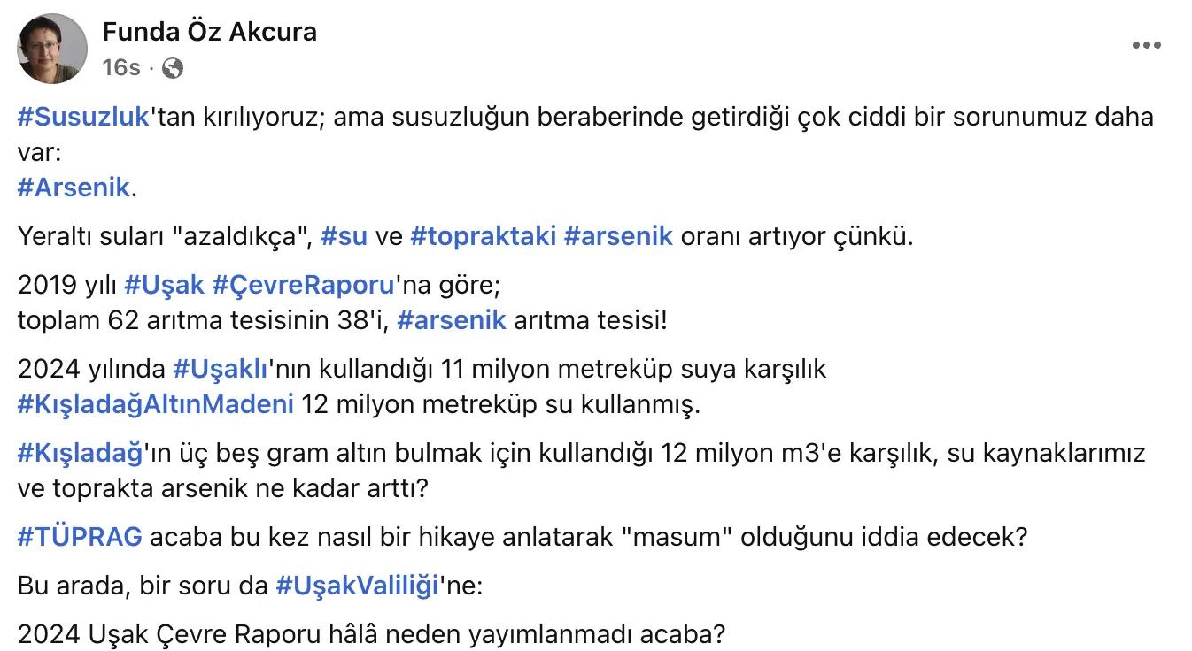 Funda Öz Akcura Arsenik Uşak
