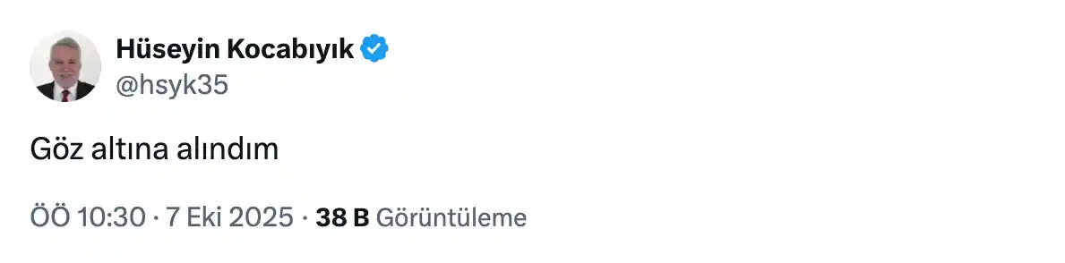 Hüseyin Kocabıyık Gözaltı Twett